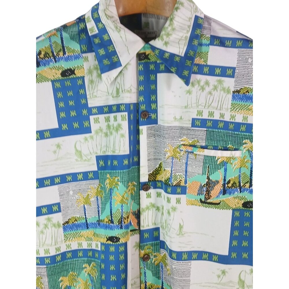 Vintage 70s Napili Made Hawaii Tropical Graphic Hawaiian Shirt Size L No Iron - Picture 8 of 13